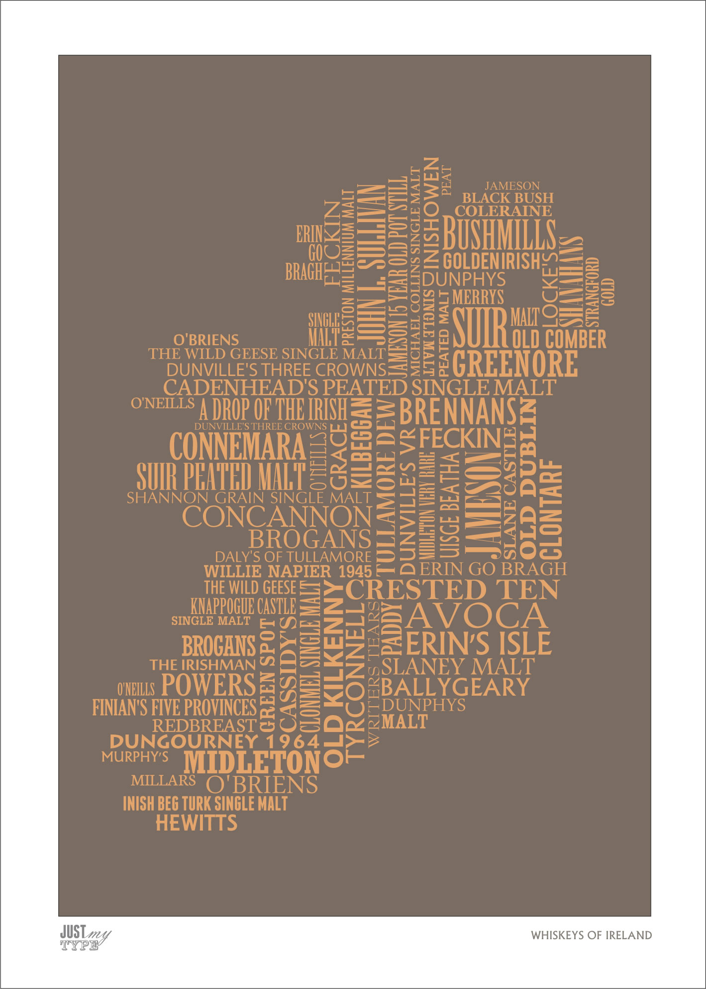 Irish Whiskeys - Typographic Poster - Image 2
