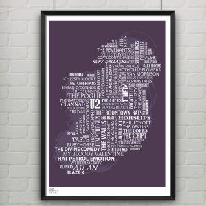 Irish Bands & Singers - Typographic Poster