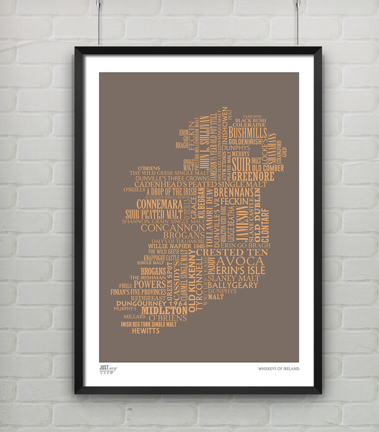 Irish Whiskeys - Typographic Poster